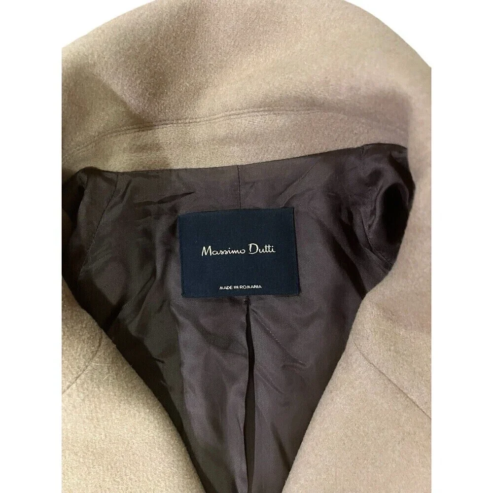 MASSIMO DUTTI Made In Romania  wool blend coat camel Size Medium Wide Arm